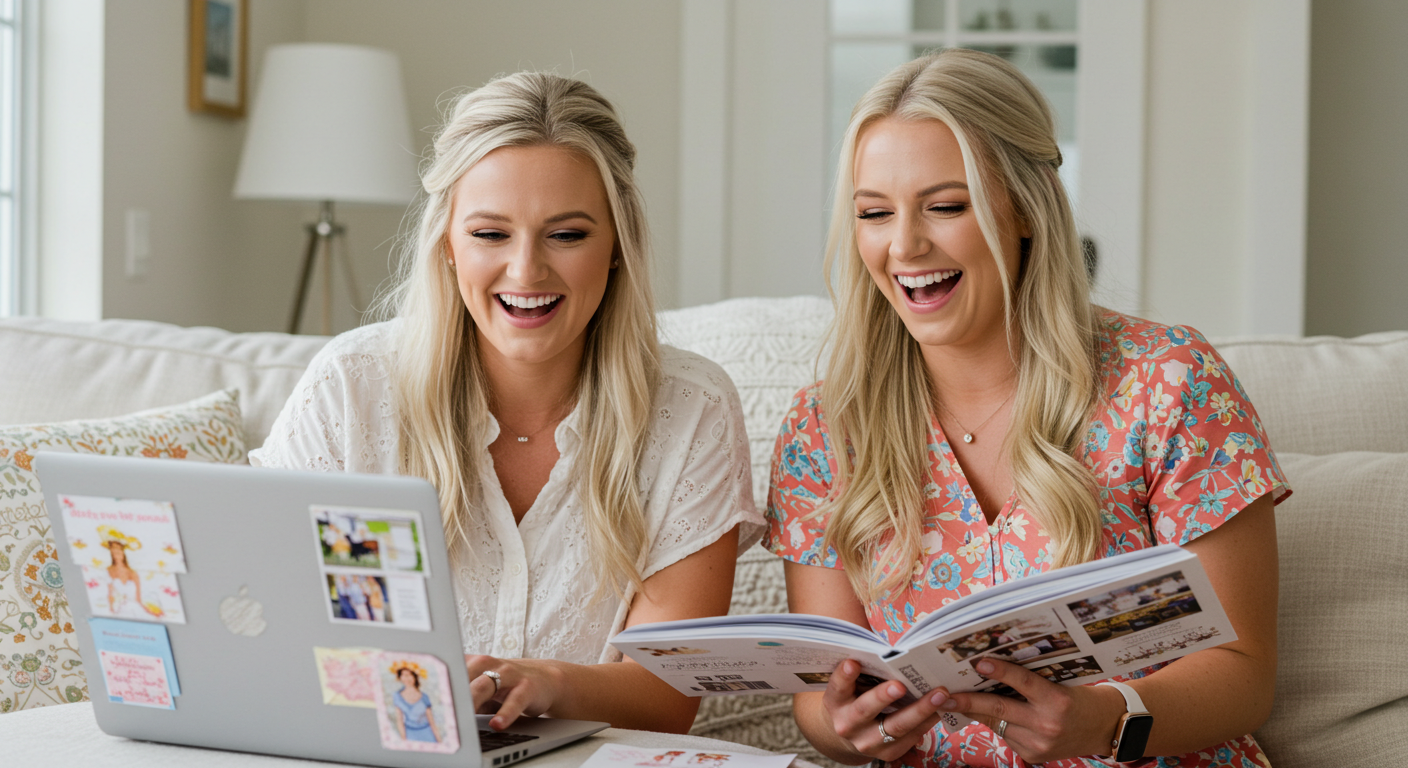 Couple of happy ladies planning the wedding